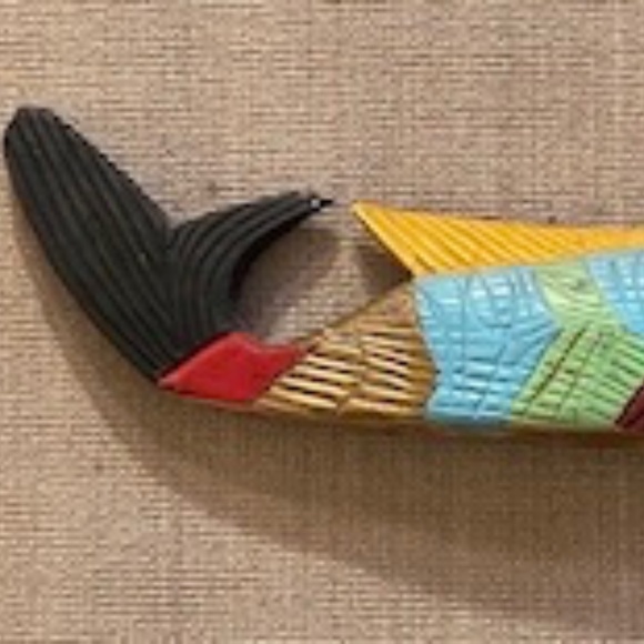 Artisan painted wood fish - Picture 2 of 2